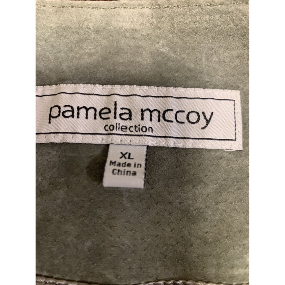 Pamela McCoy Olive Green Suede Long Leather Jacket Coat - Picture 3 of 8